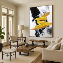 Load image into Gallery viewer, Oversized Black - Yellow Abstract Bold Acrylic for Dynamic Game Room LargeART0303
