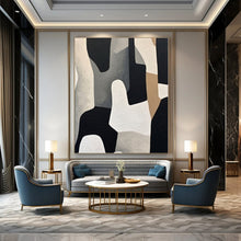Load image into Gallery viewer, Monochromatic Geometric Abstract Canvas Painting, Suited for Minimalist Bedroom &amp; Modern Art Studio LargeART1280
