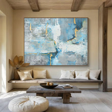 Load image into Gallery viewer, Abstract Blue and Gold Painting on Canvas - “Ethereal Hues” DKH756
