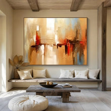 Load image into Gallery viewer, Warm - Toned Abstract Cityscape Painting for Retro - Style Living Room &amp; Urban Café DKH278

