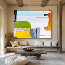 Load image into Gallery viewer, Pastel - Hued Geometric Abstract Painting on Canvas DKH545
