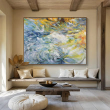 Load image into Gallery viewer, Colorful Swirl Abstract Painting with Blue, Yellow, and Green for Bohemian Living Room &amp; Art Café DKH291
