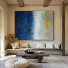 Load image into Gallery viewer, Blue - Gradient Abstract “Dawn’s Edge” Painting on Canvas, Subtle Sunrise Art DKH854
