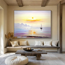 Load image into Gallery viewer, Sunset Sail: Warm - Toned Seaside Scene Large - Scale Hand - painted Abstract Acrylic Art DLZ181
