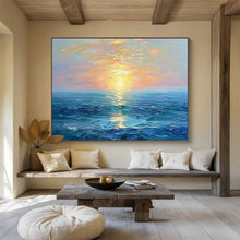 Load image into Gallery viewer, Impressionistic Sunset Seascape Painting on Canvas - “Golden Ocean Horizons” DKH767

