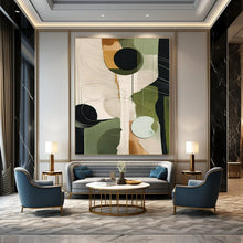Load image into Gallery viewer, Geometric Green &amp; Black Abstract Canvas Painting, Suited for Mid - Century Modern Study &amp; Minimalist Lounge LargeART1276
