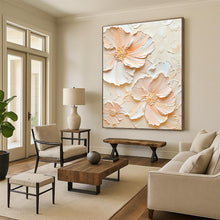 Load image into Gallery viewer, “Peach Floral Textured Art” - 3D Flower Art on Canvas DKH1389
