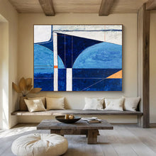 Load image into Gallery viewer, Geometric Blue - Toned Abstract Painting on Canvas DKH540
