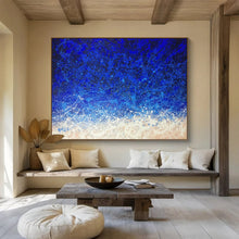 Load image into Gallery viewer, Blue Splash “Night Sky Ocean” Painting on Canvas, Celestial Abstract Art DKH844
