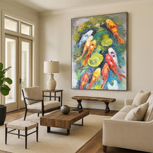 Load image into Gallery viewer, Colorful Koi Fish Pond Abstract Art - Great for Bathroom &amp; Garden Room LargeART2351
