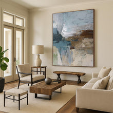 Load image into Gallery viewer, Blue - Grey Toned Abstract Layered Painting, Ideal for Modern Office Lounge &amp; Calm Bedroom LargeART1923
