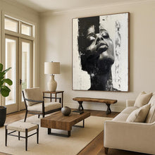 Load image into Gallery viewer, “Fragmented Face in Black and White” – Expressive Figurative Abstract with Textural Layers DTP139
