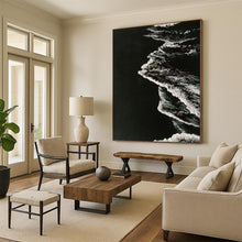 Load image into Gallery viewer, “Black - and - White Wave Silhouette” – Monochrome black and white, with wave silhouettes creating a strong contrast. DTP349
