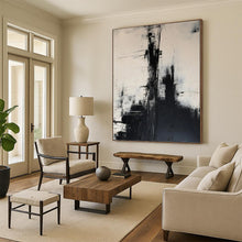 Load image into Gallery viewer, “Black and White Urban Abstract” - Black, White, Grey Abstract Art on Canvas DKH1261
