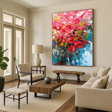 Load image into Gallery viewer, “Bold Pink Rose Bouquet” - Vivid Floral Impasto Art on Canvas DKH1432
