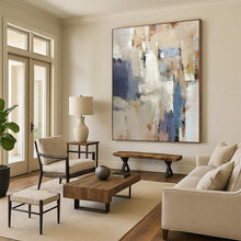 Load image into Gallery viewer, Large - Scale Neutral Tones Abstract Acrylic for Calming Reading Nook &amp; Minimalist Dining Room LargeART0322
