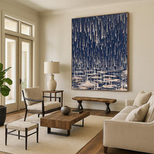 Load image into Gallery viewer, “Rainy Night Abstract” - Blue, Grey, White Abstract Art on Canvas DKH1325
