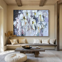 Load image into Gallery viewer, Hand - painted Large - dimension White Flowers with Colorful Accents Acrylic Art for Bright Living Rooms LargeART1763

