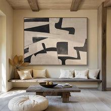 Load image into Gallery viewer, Black &amp; White Geometric Abstract Art for Modern Office &amp; Minimalist Café DKH085
