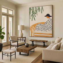 Load image into Gallery viewer, Green - Orange - Black Abstract Relaxation Art, Suited for Tranquil Reading Nook &amp; Serene Bedroom LargeART2047
