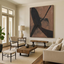 Load image into Gallery viewer, “Dark Ribbons on Brown” - Brown, Black Abstract Art on Canvas DKH1156

