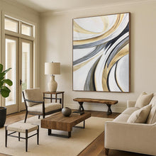 Load image into Gallery viewer, Massive Gold, Gray, and White Swirl Acrylic for Luxury Bedroom &amp; Sophisticated Office LargeART0320
