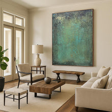 Load image into Gallery viewer, “Mossy Green Textured Abstract” - Green Abstract Art on Canvas DKH1192
