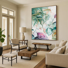 Load image into Gallery viewer, Green &amp; Purple Floral Abstract Painting, Ideal for Botanical - Themed Bathroom &amp; Relaxing Reading Nook LargeART1850
