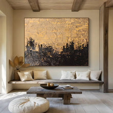 Load image into Gallery viewer, Gold &amp; Black Abstract Landscape Painting - Ideal for Rustic Home &amp; Art - Inspired Library DKH020
