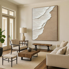 Load image into Gallery viewer, “Beige &amp; White Textured Abstraction” - Minimalist Plaster - like Art on Canvas DKH1476
