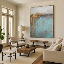 Load image into Gallery viewer, “Rustic Blue and Brown Textures” - Blue, Brown Abstract Art on Canvas DKH1191
