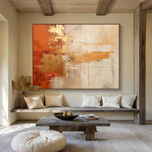 Load image into Gallery viewer, Orange, Gold, and White Abstract Fusion Abstract acrylic painting DLZ094
