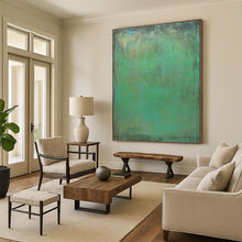 Load image into Gallery viewer, “Teal and Green Textured Field” - Teal, Green, Brown Abstract Art on Canvas DKH1213
