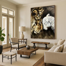 Load image into Gallery viewer, “Lion &amp; Lamb Harmony” - Symbolic Animal Art on Canvas DKH1452
