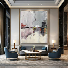 Load image into Gallery viewer, Gray, Red &amp; Colorful Abstract Urban Painting, Suited for City Loft &amp; Contemporary Café LargeART1459
