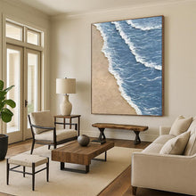 Load image into Gallery viewer, “Textured Beach Waves” – Realistic, textured beach scene with blue waves and beige sand. DTP333
