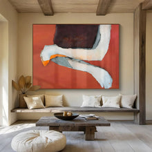 Load image into Gallery viewer, Hand - painted Large - dimension Orange - Background Collage Acrylic Art for Bold Living Rooms LargeART1783
