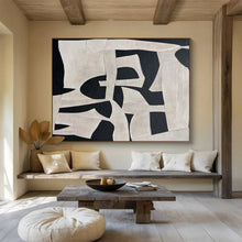 Load image into Gallery viewer, Black - and - White Geometric Abstract Painting for Modern Office &amp; Minimalist Living Room DKH091
