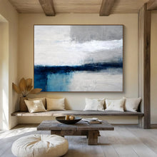 Load image into Gallery viewer, Gray and Blue Horizon Revisited Abstract acrylic painting DLZ059
