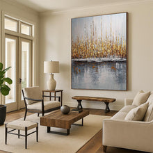 Load image into Gallery viewer, Gray &amp; Gold Reeds Abstract Painting, Ideal for Modern Living Room &amp; Nature - Inspired Office LargeART2103
