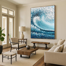 Load image into Gallery viewer, “Crashing Wave Impasto” – Thick, textured blue and white crashing wave. DTP322
