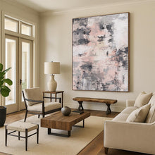 Load image into Gallery viewer, Hand - painted Large - scale Gray and Pink Abstract Fusion Acrylic Art for Calm Bedrooms LargeART0051
