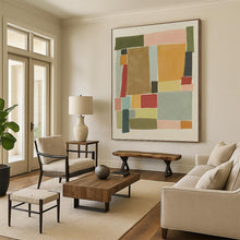 Load image into Gallery viewer, “Colorful Geometric Blocks” Abstract Modern Painting on Canvas, Playful Decor DKH964
