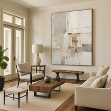 Load image into Gallery viewer, “Minimalist Line Abstract” - Grey, White, Brown Abstract Art on Canvas DKH1309
