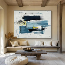 Load image into Gallery viewer, Blue, Black, Yellow, and White Abstract Painting for Creative Studio &amp; Contemporary Office DKH318
