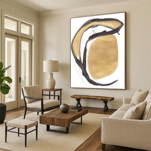 Load image into Gallery viewer, Golden Curves &amp; Dark Strokes – Abstract Mixed - Media with Bold Shapes DTP223
