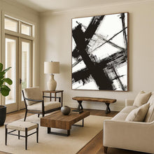 Load image into Gallery viewer, “Black - White Abstract Strokes” Abstract Painting on Canvas, Modern Monochrome Decor DKH1028
