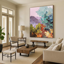 Load image into Gallery viewer, “Soft Pastel Mountain Landscape” - Pastel Multicolor Landscape Art on Canvas DKH1278
