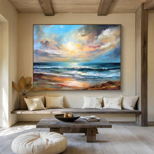 Load image into Gallery viewer, Vibrant Sunset Beach Abstract Painting On Canvas for Lively Living Room &amp; Vacation Home DKH338

