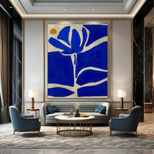 Load image into Gallery viewer, Blue and Orange Floral Abstract Art for Tropical - themed Bedroom &amp; Modern Garden Café LargeART0949
